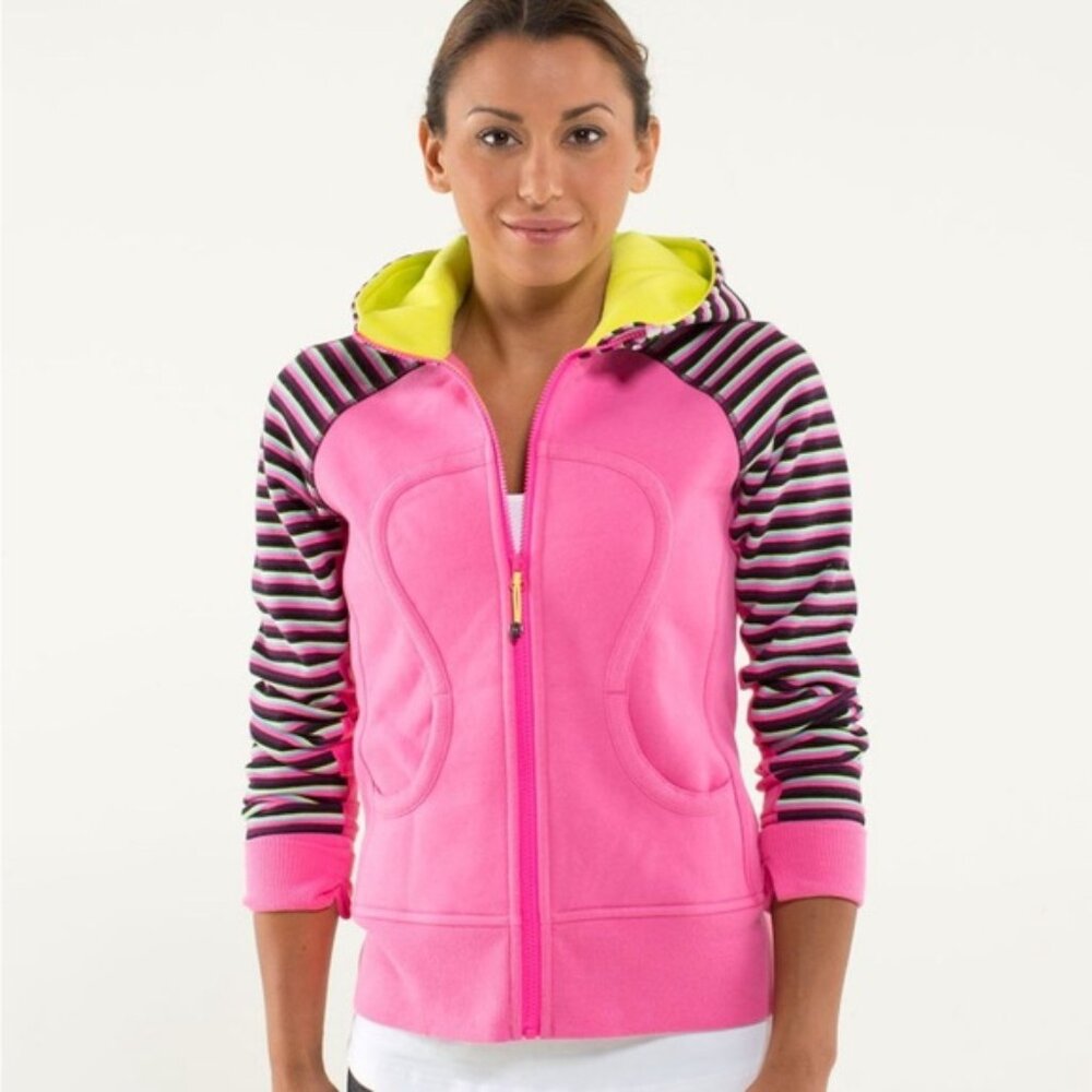 Lululemon Scuba Hoodie Stretch Lined Hood Cozy Stripe Printed Multi size 6